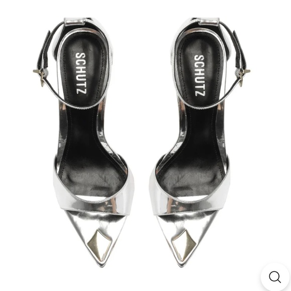 Schutz Pamela Heels silver Claro shoes stilettos party Revolve NEW Sz 5.5 - Picture 2 of 11